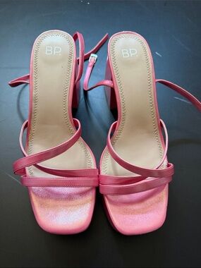 bp Pink Strappy Block Heels